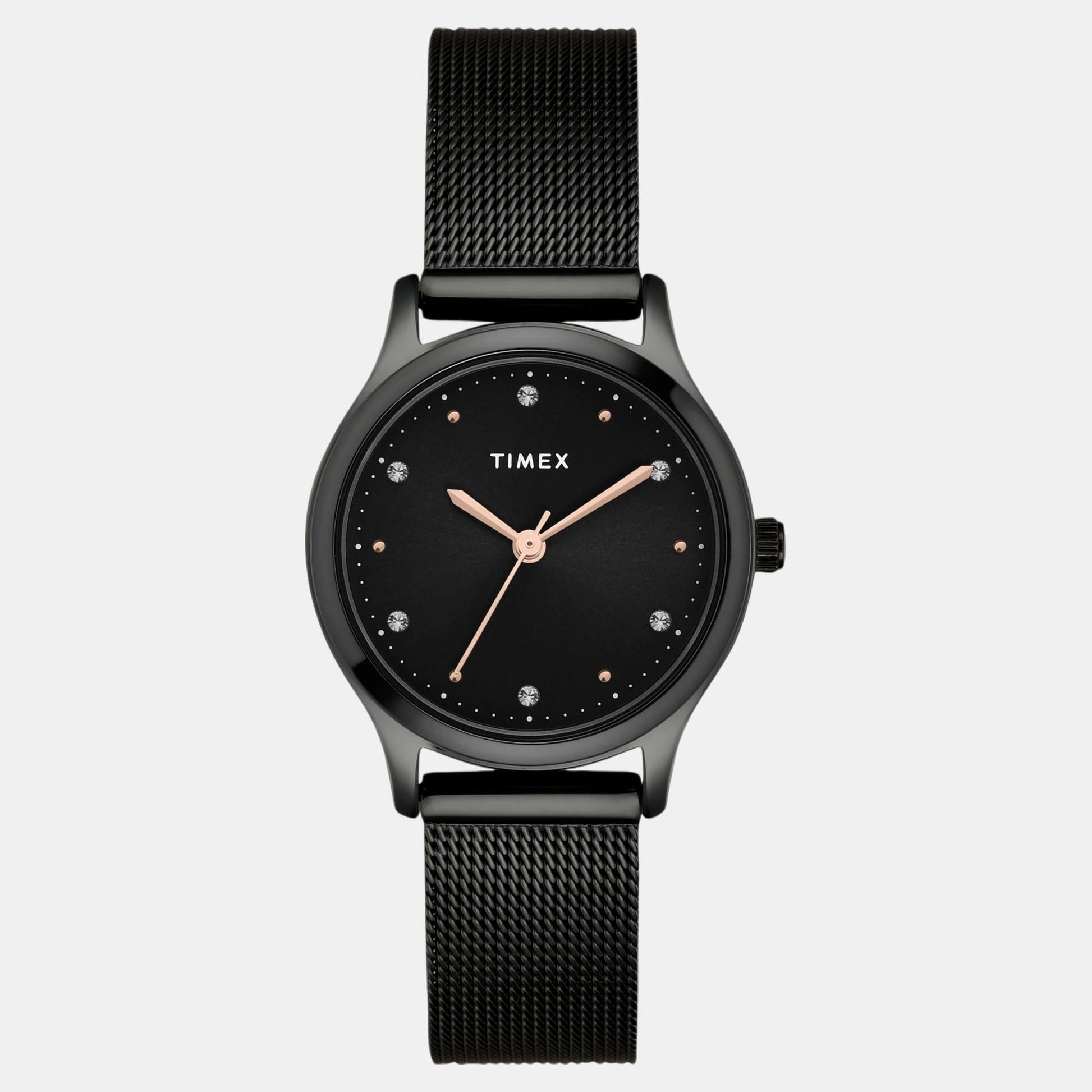 Fashion Women Quartz Black Dial Analog Stainless Steel Watch TW0TL8716