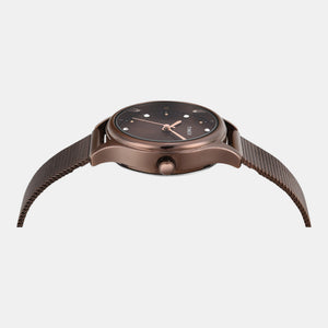 Fashion Women Quartz Brown Dial Analog Stainless Steel Watch TW0TL8718