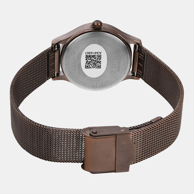 Fashion Women Quartz Brown Dial Analog Stainless Steel Watch TW0TL8718