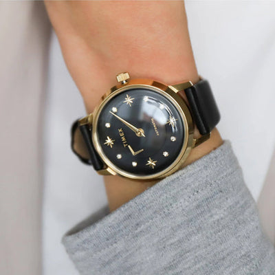 Timex City Collection Celestial Women's Mechanical Automatic Wind Black-Tone Dial Automatic Function Watch 38mm TW2T86300