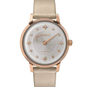 Timex City Collection Celestial Women's Mechanical Automatic Wind Silver-Tone Dial Automatic Function Watch 38mm TW2T86400