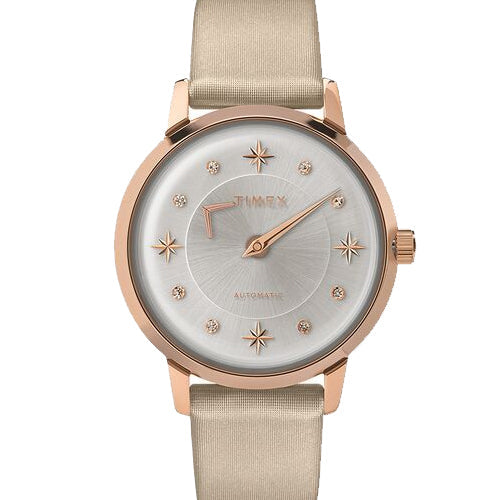 Timex City Collection Celestial Women's Mechanical Automatic Wind Silver-Tone Dial Automatic Function Watch 38mm TW2T86400