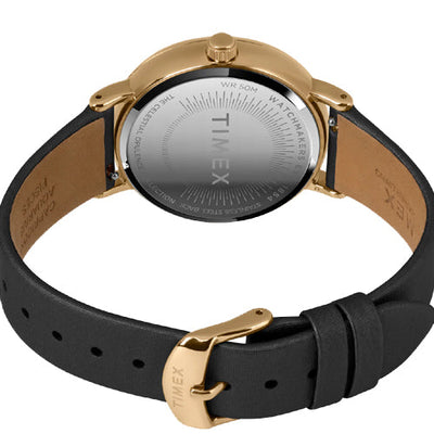 Timex Global Women's Gold-Tone Dial Case Leather-Strap Function Watch 37mm TW2T87600