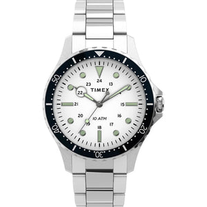 Timex Navi XL White Dial Stainless Steel Bracelet Women's Watch 41mm TW2U10900UJ