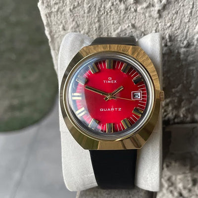 Timex Q Timex Men 1972 Reissue Burgundy Tonneau Dial Analog Watch 39mm TW2V25400U9