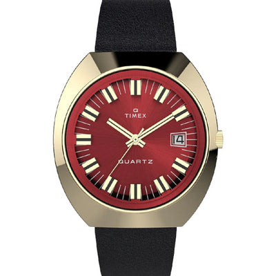 Timex Q Timex Men 1972 Reissue Burgundy Tonneau Dial Analog Watch 39mm TW2V25400U9