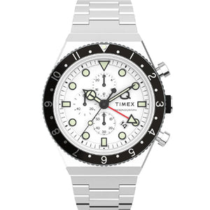 Timex Q Timex 3-Time Zone Chronograph 40mm Stainless Steel Bracelet Watch 40mm TW2V69900UJ