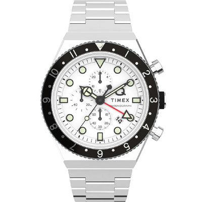 Timex Q Timex 3-Time Zone Chronograph 40mm Stainless Steel Bracelet Watch 40mm TW2V69900UJ
