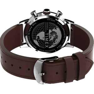Timex Marlin Men Chronograph Tachymeter Blue Dial Leather Strap Watch 40mm TW2W10200UJ