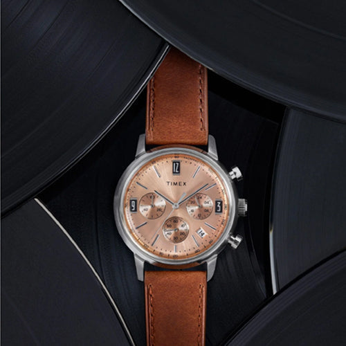 Timex Marlin Men Rose Gold Round Dial Analog Watch 40mm TW2W51400UJ