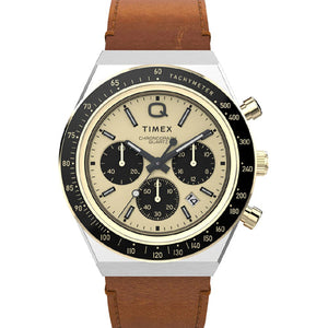 Timex Q Timex Men Gold-Tone Round Dial Analog Watch 40mm TW2W64400UJ