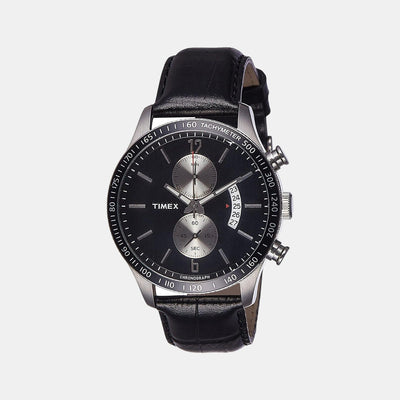 E Class Men Quartz Black Dial Chronograph Leather Watch TWEG14900