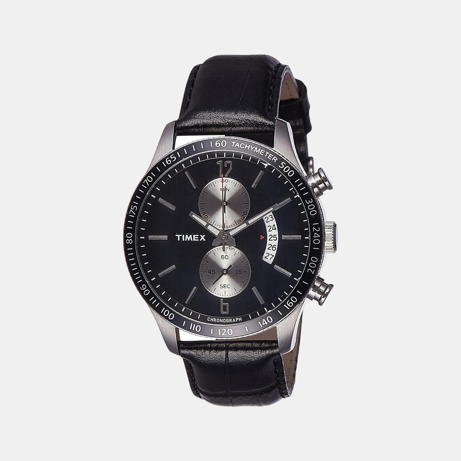 E Class Men Quartz Black Dial Chronograph Leather Watch TWEG14900