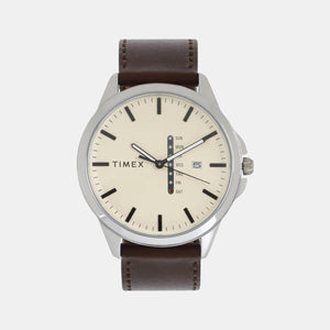 Fashion Men Quartz White Dial Analog Leather Watch TWEG16507