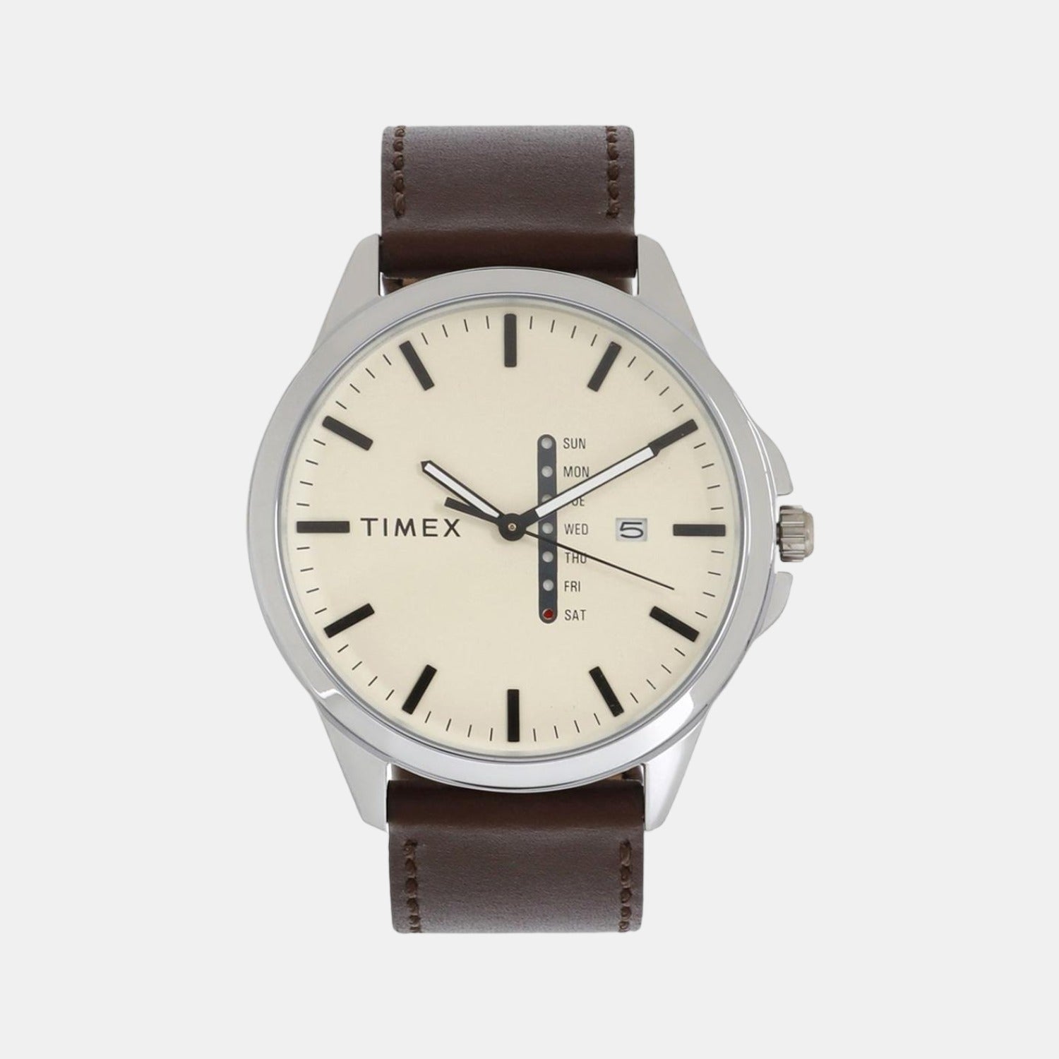 Fashion Men Quartz White Dial Analog Leather Watch TWEG16507
