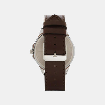 Fashion Men Quartz White Dial Analog Leather Watch TWEG16507