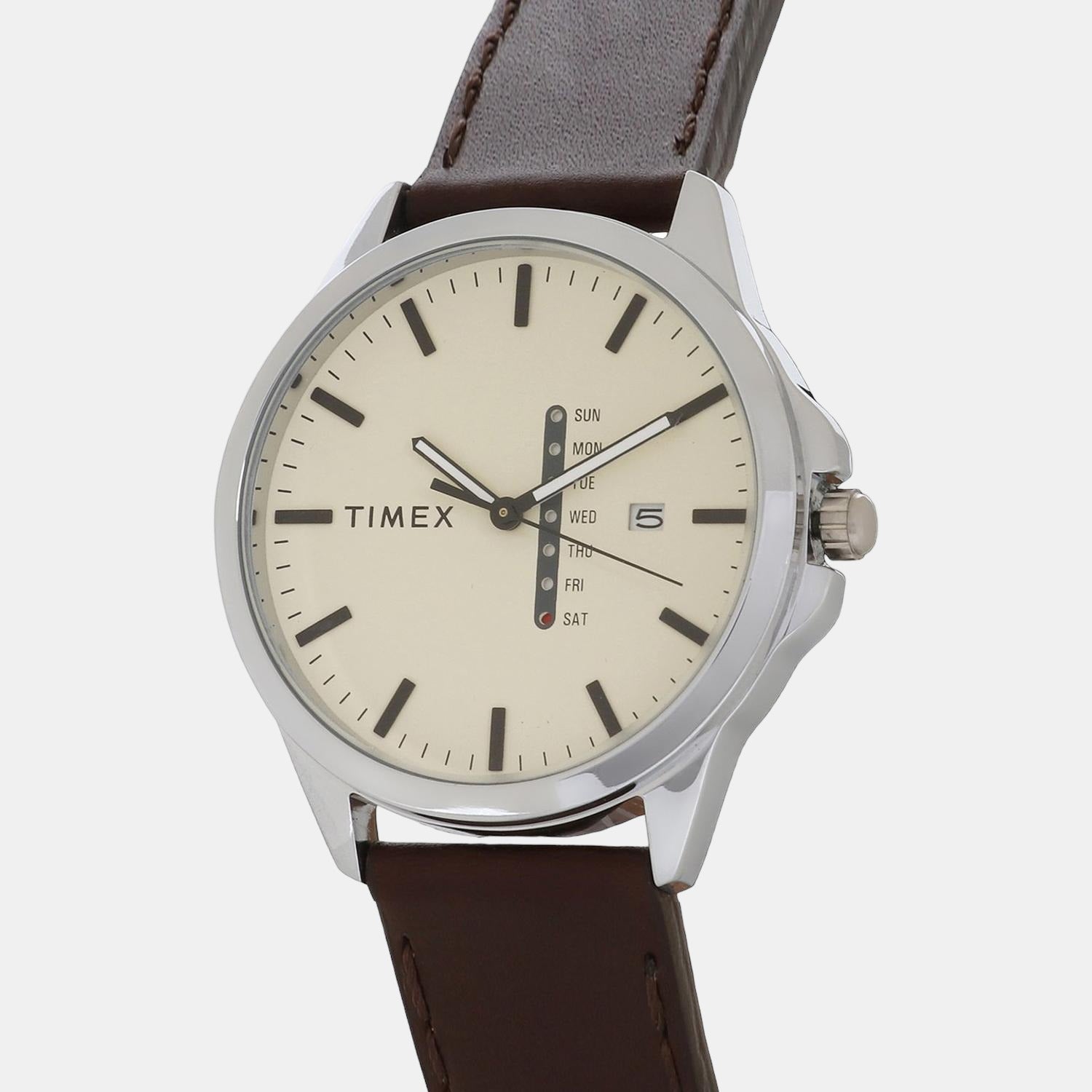 Fashion Men Quartz White Dial Analog Leather Watch TWEG16507