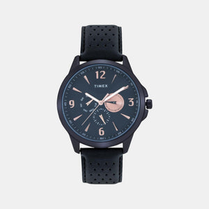Fashion Men Quartz Black Dial Chronograph Leather Watch TWEG16517