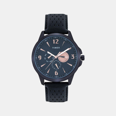 Fashion Men Quartz Black Dial Chronograph Leather Watch TWEG16517