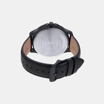 Fashion Men Quartz Black Dial Chronograph Leather Watch TWEG16517