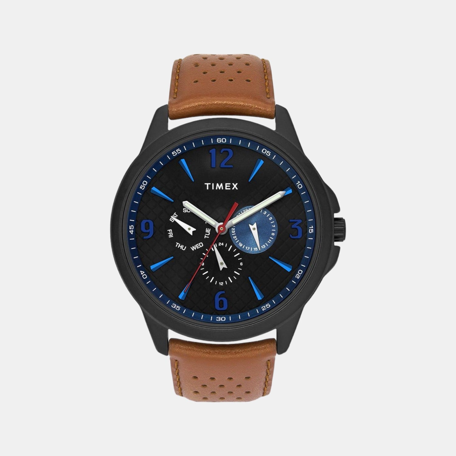 Fashion Men Quartz Black Dial Chronograph Leather Watch TWEG16518