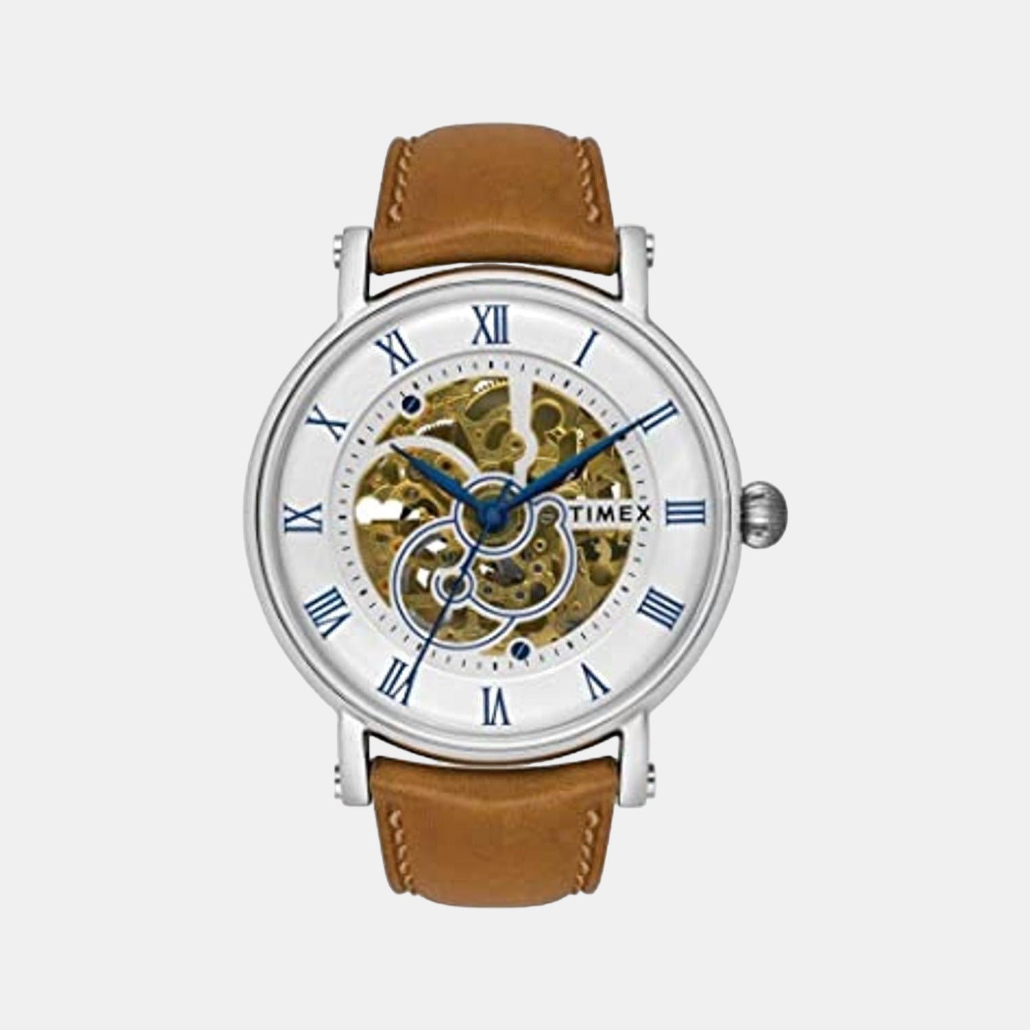E Class Men Quartz Silver Dial Analog Leather Watch TWEG16700