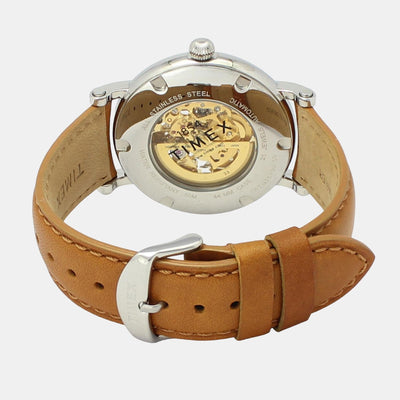 E Class Men Quartz Silver Dial Analog Leather Watch TWEG16700