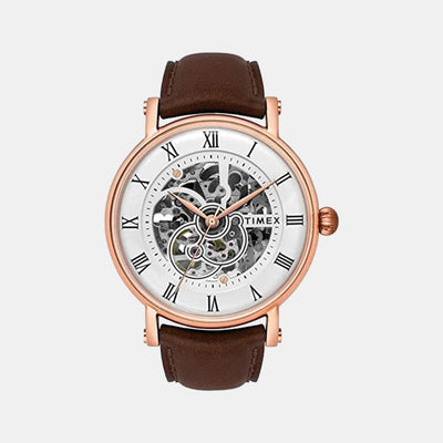 E Class Men Quartz White Dial Analog Leather Watch TWEG16703