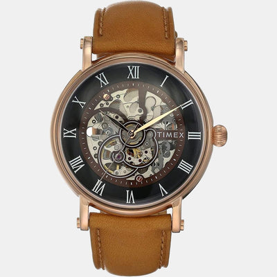 E Class Men Quartz Grey Dial Analog Leather Watch TWEG16704