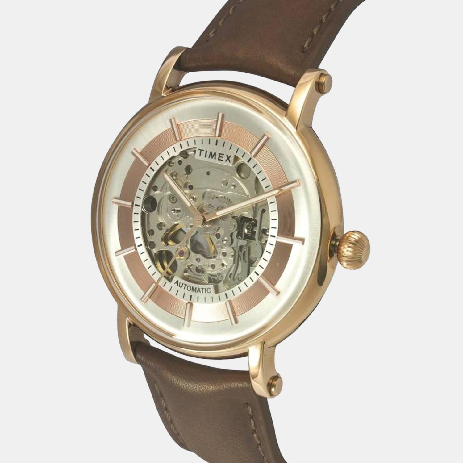 E Class Men Automatic Silver Dial Analog Leather Watch TWEG16715