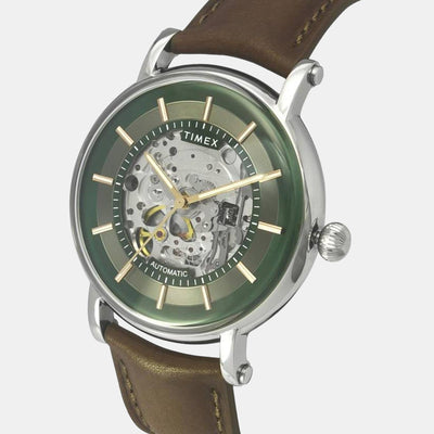 E Class Men Automatic Green Dial Analog Leather Watch TWEG16717