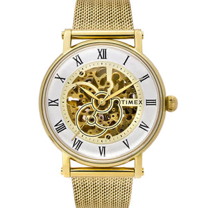 Timex Men White Round Dial Analog Automatic Watch 44mm TWEG16722