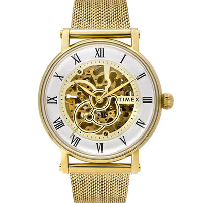 Timex Men White Round Dial Analog Automatic Watch 44mm TWEG16722