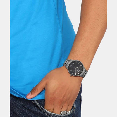 Fashion Men Quartz Black Dial Analog Stainless Steel Watch TWEG16904