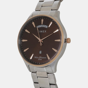 Fashion Men Quartz Brown Dial Analog Stainless Steel Watch TWEG16906