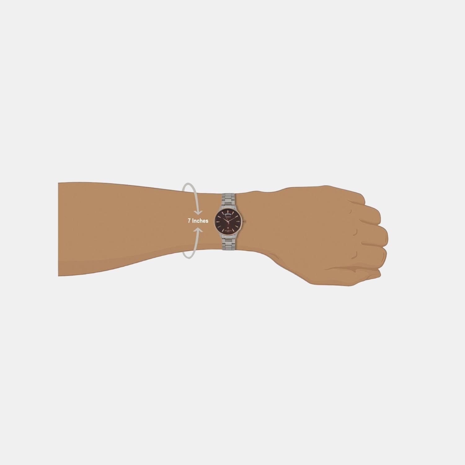 Fashion Men Quartz Brown Dial Analog Stainless Steel Watch TWEG16906