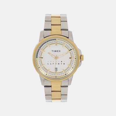 Fashion Men Quartz Silver Dial Analog Stainless Steel Watch TWEG17204