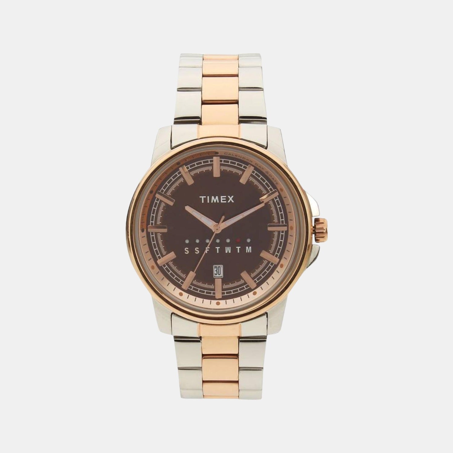 Fashion Men Quartz Brown Dial Analog Stainless Steel Watch TWEG17206