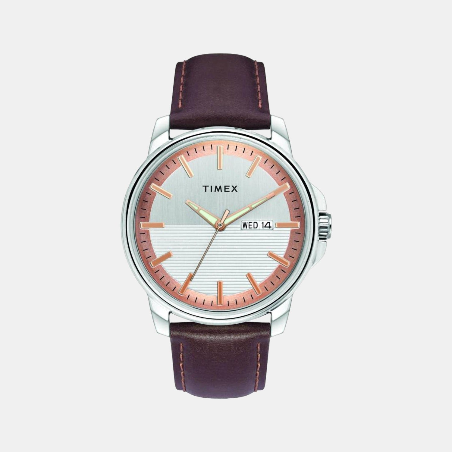 Fashion Men Quartz Silver Dial Analog Leather Watch TWEG17210