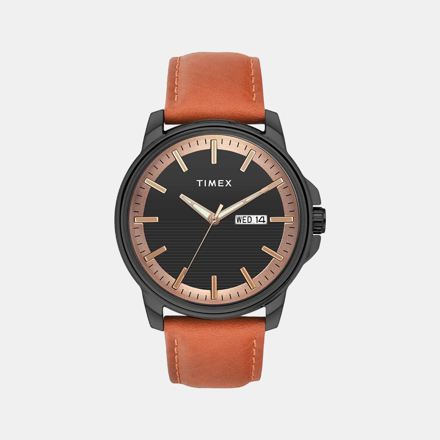 Fashion Men Quartz Black Dial Analog Leather Watch TWEG17212