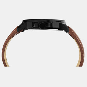 Fashion Men Quartz Black Dial Analog Leather Watch TWEG17212