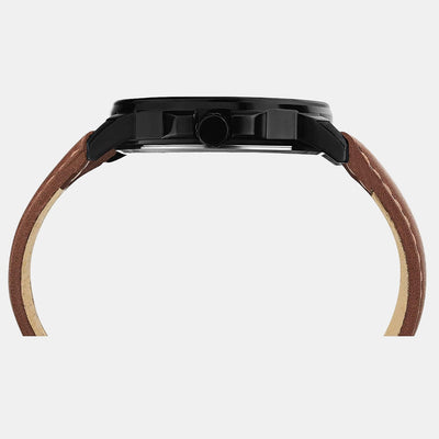 Fashion Men Quartz Black Dial Analog Leather Watch TWEG17212