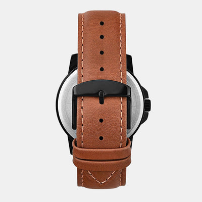 Fashion Men Quartz Black Dial Analog Leather Watch TWEG17212