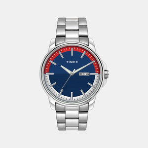 Fashion Men Quartz Blue Dial Analog Stainless Steel Watch TWEG17214