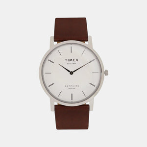 Empera Men Quartz Silver Dial Analog Leather Watch TWEG17400