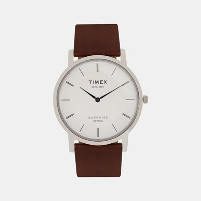 Empera Men Quartz Silver Dial Analog Leather Watch TWEG17400