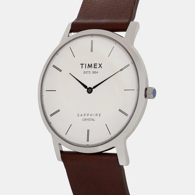 Empera Men Quartz Silver Dial Analog Leather Watch TWEG17400