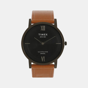 Empera Men Quartz Black Dial Analog Leather Watch TWEG17408