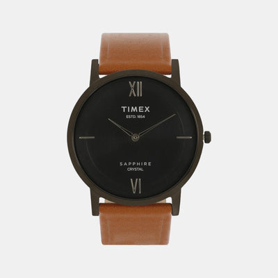 Empera Men Quartz Black Dial Analog Leather Watch TWEG17408
