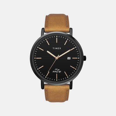 Empera Men Quartz Black Dial Analog Leather Watch TWEG17710